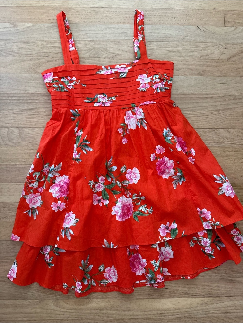 NEW Miami by Francesca’s Medium 100% Cotton Red Floral Tiered Sundress